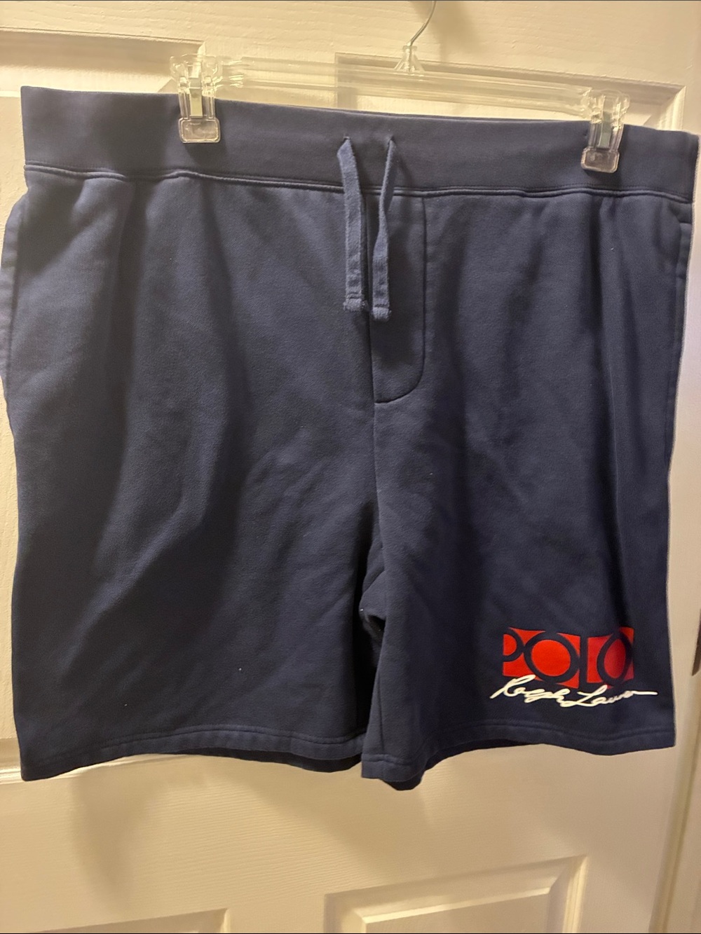 Polo by Ralph Lauren Men’s Navy Logo Cotton fleece sweat Shorts w/logo on front